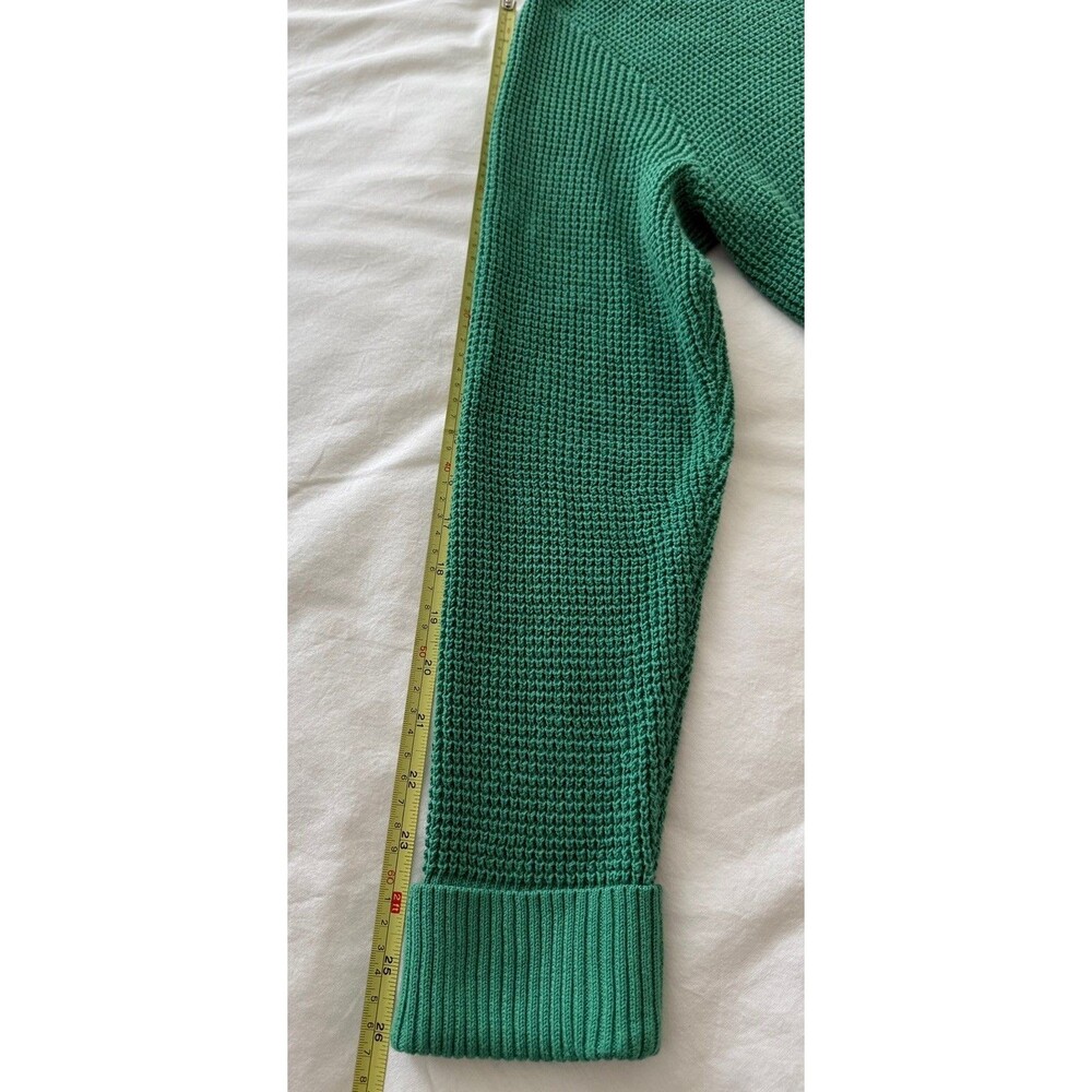 J. Jill Green Waffle Knit Collared Button Up Classic Cardigan Women's Size Med. - Picture 12 of 16